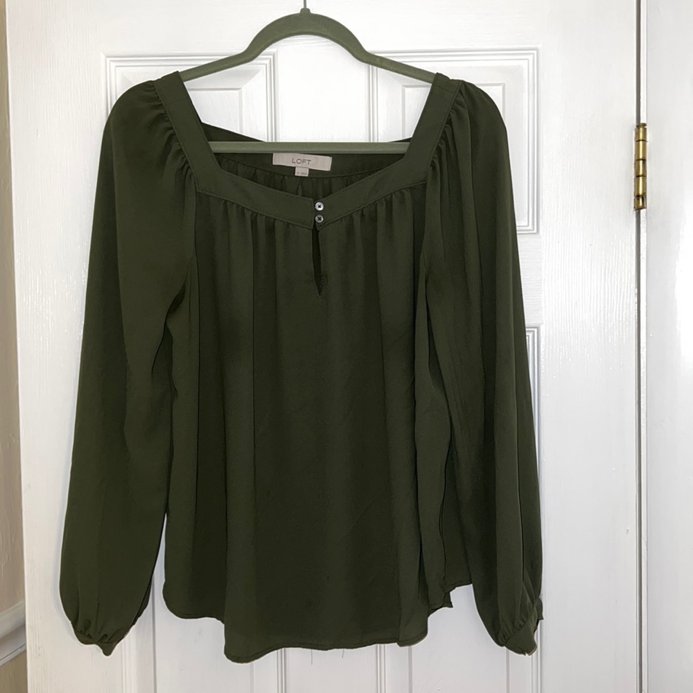 Medium Loft Peasant Blouse Non Wrinkle Hunter Green